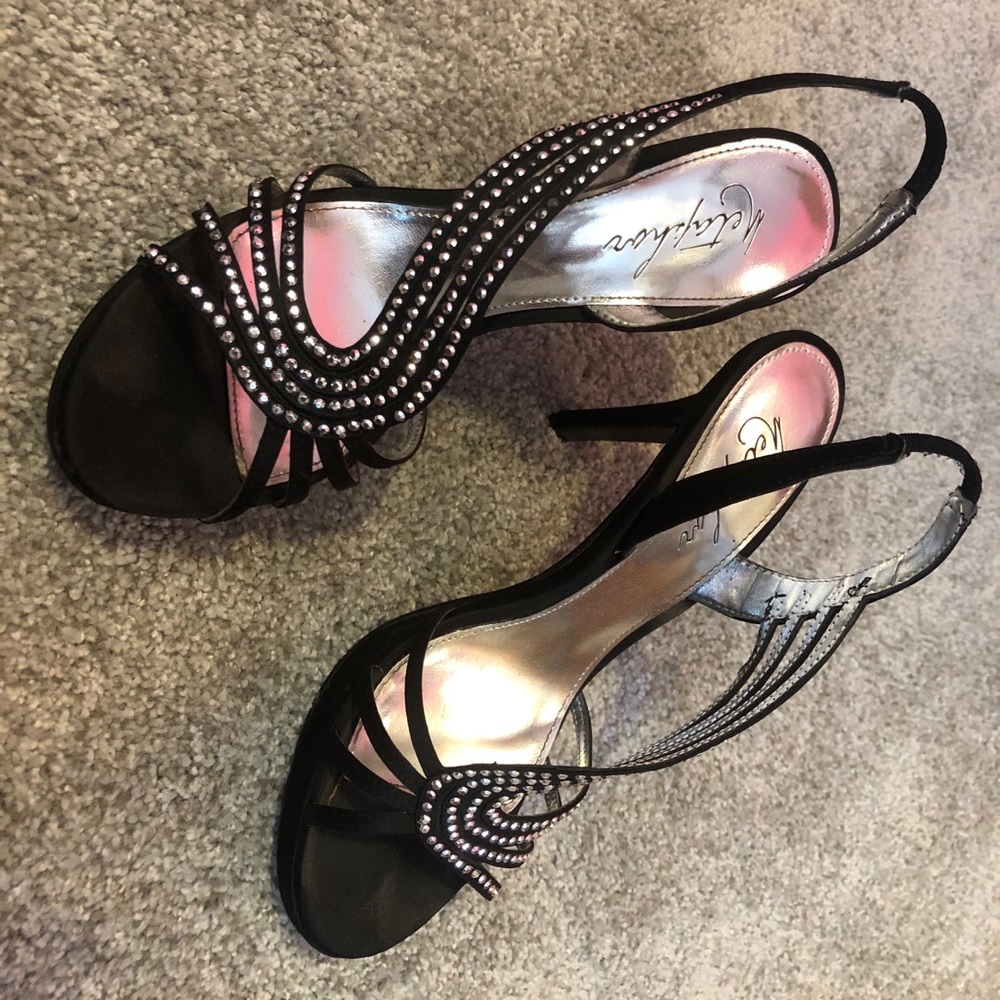 Black rhinestone heels size 6